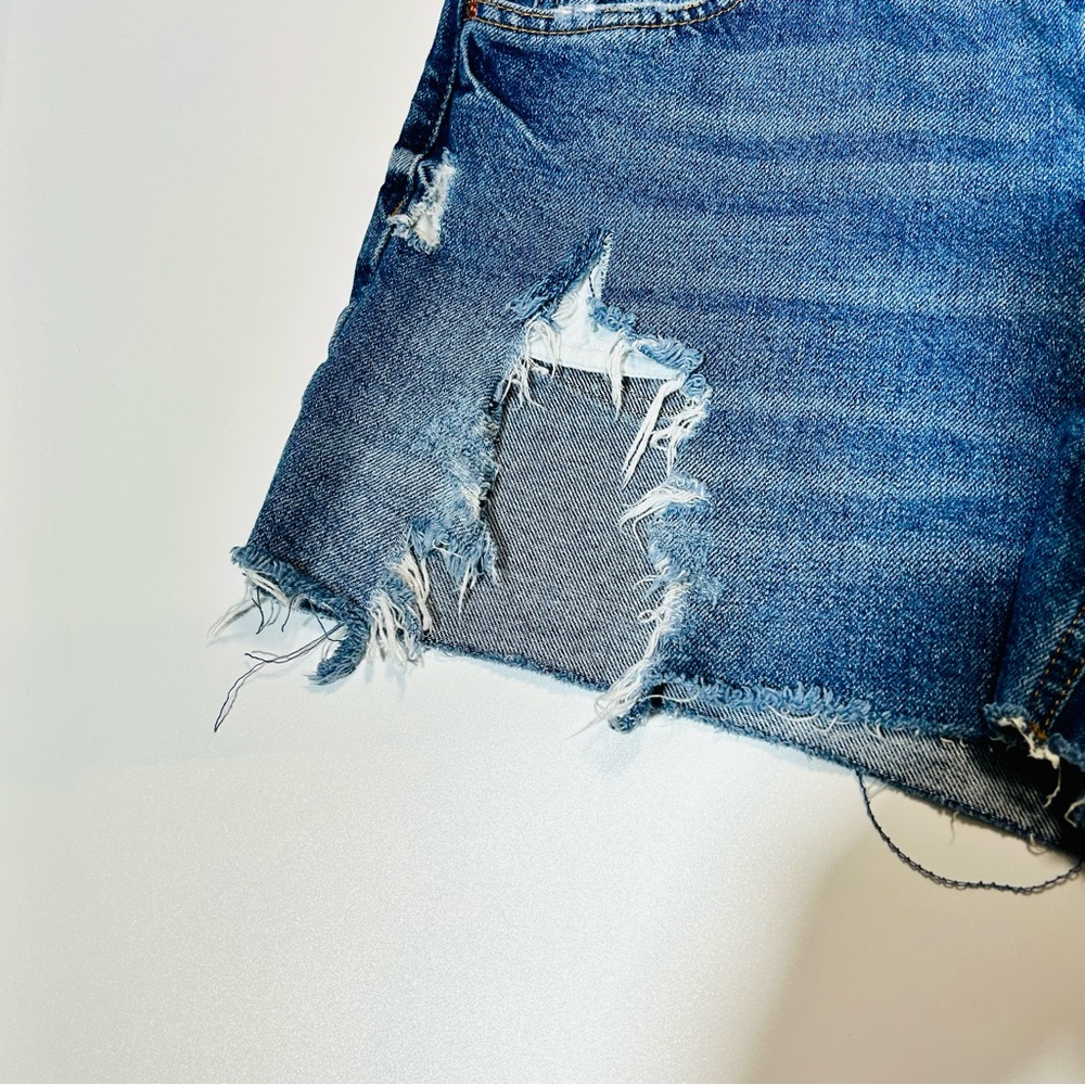 Topshop jean shorts Ashley High rise jean shorts distressed women size 12 - Picture 6 of 7